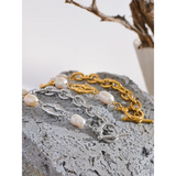 316l Stainless Steel Pearl Chain Bracelet for Women