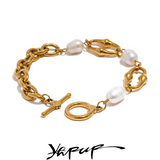 316l Stainless Steel Pearl Chain Bracelet for Women