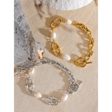 316l Stainless Steel Pearl Chain Bracelet for Women