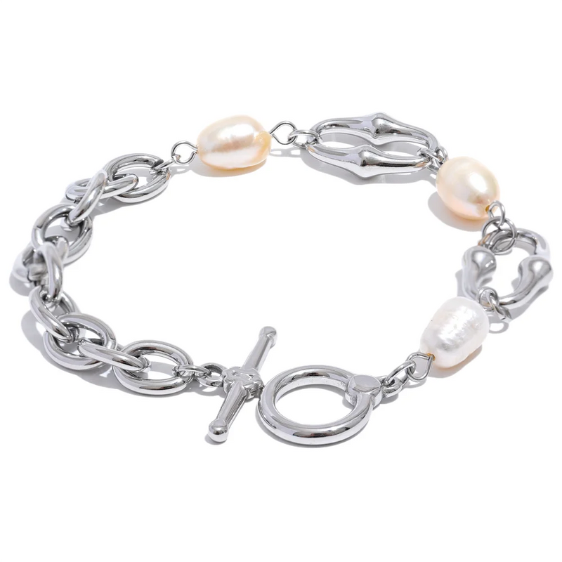 316l Stainless Steel Pearl Chain Bracelet for Women
