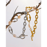 316l Stainless Steel Pearl Chain Bracelet for Women