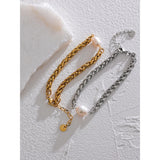 316L SS Pearl Cuban Chain Bracelet for Women Silver Jewelry Bijoux Femme Gala