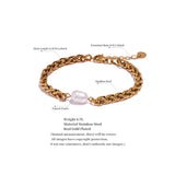 316L SS Pearl Cuban Chain Bracelet for Women Silver Jewelry Bijoux Femme Gala