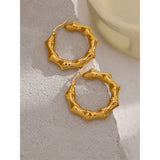 40mm Stainless Steel Bamboo Geometric Hoop Earrings