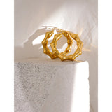 40mm Stainless Steel Bamboo Geometric Hoop Earrings