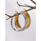60mm Stainless Steel Texture Bracelet Bangle Silver Metal