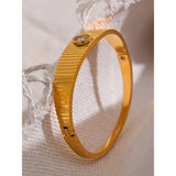 60mm Stainless Steel Bangle Bracelet 18k Plated Zircon Wrist Jewelry