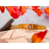60mm Stainless Steel Bangle Bracelet 18k Plated Zircon Wrist Jewelry