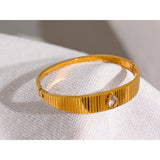 60mm Stainless Steel Bangle Bracelet 18k Plated Zircon Wrist Jewelry