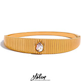 60mm Stainless Steel Bangle Bracelet 18k Plated Zircon Wrist Jewelry