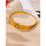 60mm Stainless Steel Bangle Bracelet 18k Plated Zircon Wrist Jewelry