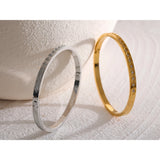 Stainless Steel Bangle Bracelet CZ 18K Plated Statement Jewelry