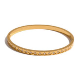 Stainless Steel Bangle Bracelet CZ 18K Plated Statement Jewelry