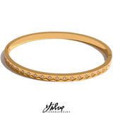 Stainless Steel Bangle Bracelet CZ 18K Plated Statement Jewelry