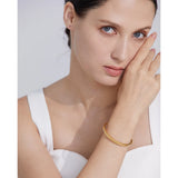 Stainless Steel Bangle Bracelet CZ 18K Plated Statement Jewelry