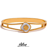 60mm Shell Square SS 18k Bangle Bracelet Women Jewelry