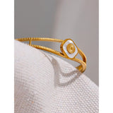 60mm Shell Square SS 18k Bangle Bracelet Women Jewelry