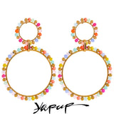 Colorful Crystal Beads Hollow Drop Dangle Earrings Women Summer Y2K Jewelry