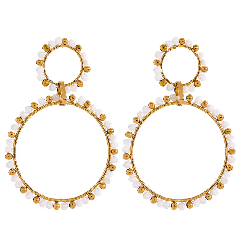 Colorful Crystal Beads Hollow Drop Dangle Earrings Women Summer Y2K Jewelry
