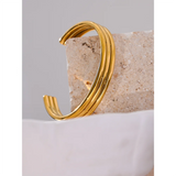 Stainless Steel Layered Cuff Bracelet 18K PVD Plated