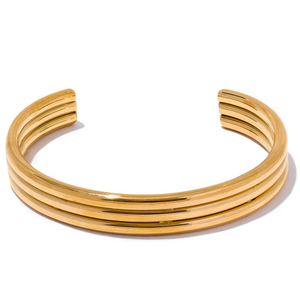 Stainless Steel Layered Cuff Bracelet 18K PVD Plated