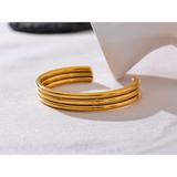 Stainless Steel Layered Cuff Bracelet 18K PVD Plated