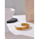 Stainless Steel Layered Cuff Bracelet 18K PVD Plated