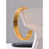 Stainless Steel Layered Cuff Bracelet 18K PVD Plated