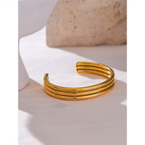 Stainless Steel Layered Cuff Bracelet 18K PVD Plated