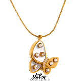 Shell Zircon Butterfly Pendant Golden Chain Necklace