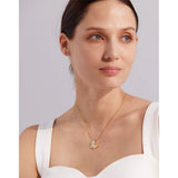 Shell Zircon Butterfly Pendant Golden Chain Necklace