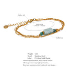 Amazonite Stone Chain Stainless Steel Double Layer Bracelet Bangle