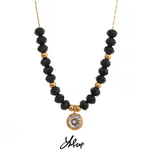CZ Pendant Necklace Stainless Steel Chain Charm Jewelry