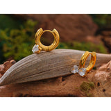 Zircon Heart Bow Stainless Steel Hoop Earrings Waterproof Jewelry