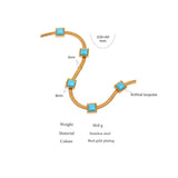 Turquoise Snake Chain Necklace Stainless Steel Golden Collar Jewelry