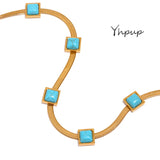 Turquoise Snake Chain Necklace Stainless Steel Golden Collar Jewelry