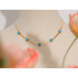 Turquoise Snake Chain Necklace Stainless Steel Golden Collar Jewelry