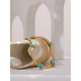 Turquoise Snake Chain Necklace Stainless Steel Golden Collar Jewelry
