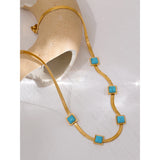 Turquoise Snake Chain Necklace Stainless Steel Golden Collar Jewelry
