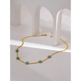 Turquoise Snake Chain Necklace Stainless Steel Golden Collar Jewelry