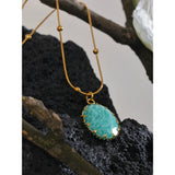 Amazonite Stone Pendant Collar Necklace for Women