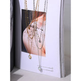 Bohemian Round Pendant Stainless Steel Necklace Chain Metal Texture Collar