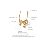 Bow-knot Pendant Stainless Steel Women Short Chain Necklace Charm Metal