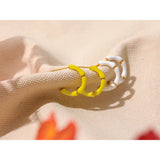Yellow Enamel Bamboo Geometric Hoop Earrings Charm Jewelry Gift