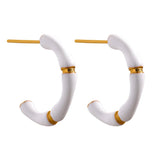 Yellow Enamel Bamboo Geometric Hoop Earrings Charm Jewelry Gift