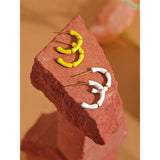 Yellow Enamel Bamboo Geometric Hoop Earrings Charm Jewelry Gift