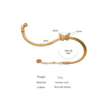Butterfly Snake Chain Bangle Bracelet Stainless Steel Golden Waterproof Jewelry