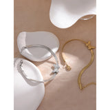 Butterfly Snake Chain Bangle Bracelet Stainless Steel Golden Waterproof Jewelry