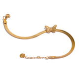 Butterfly Snake Chain Bangle Bracelet Stainless Steel Golden Waterproof Jewelry