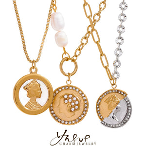 Cast Portrait Queen Coin Pendant Necklace Charm